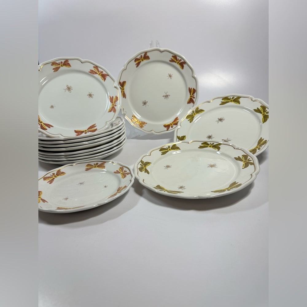 13pc (12+1) Antique Tiffany & Co. 8” Plates Dragonfly/Butterfly/ Bows Numbered